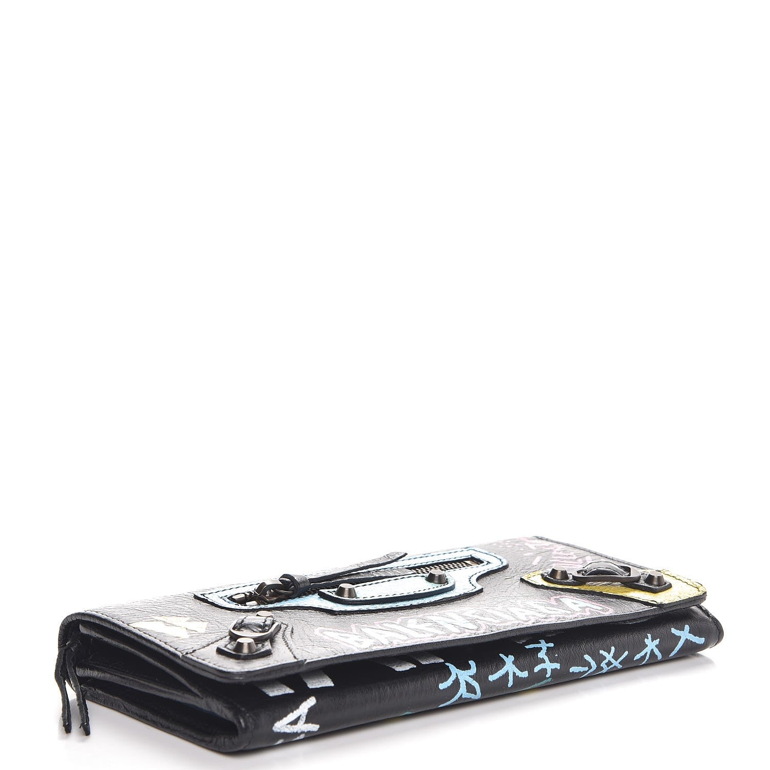Balenciaga Agneau Classic Hardware Graffiti Money Wallet Black Multicolor 4 of 7