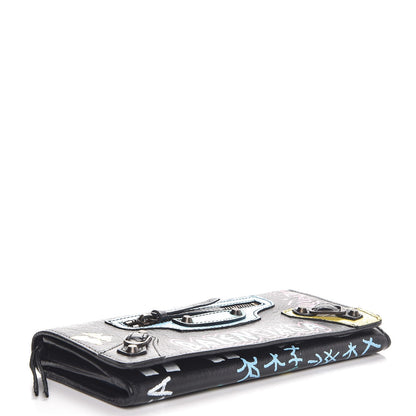 Balenciaga Agneau Classic Hardware Graffiti Money Wallet Black Multicolor 4 of 7