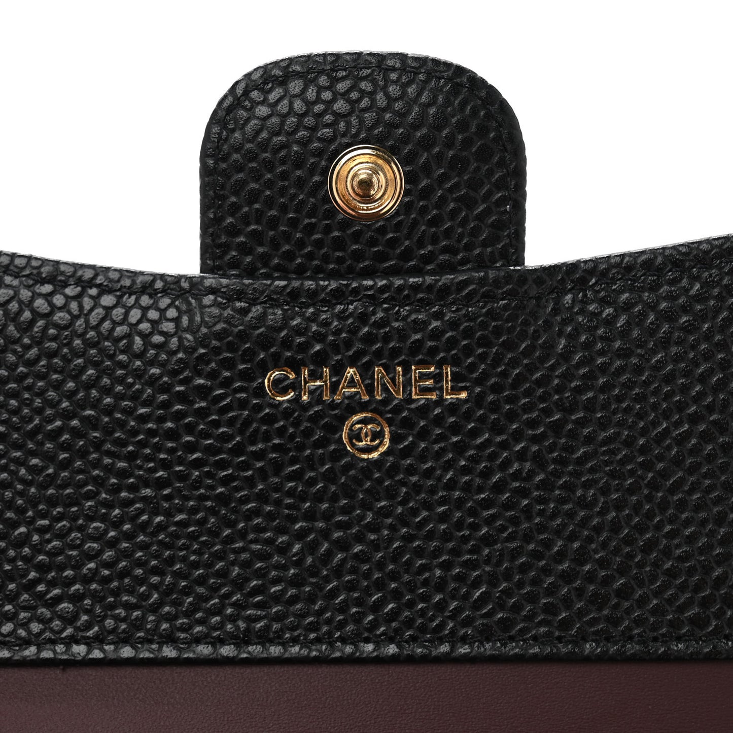 Caviar Quilted Compact Flap Wallet Black