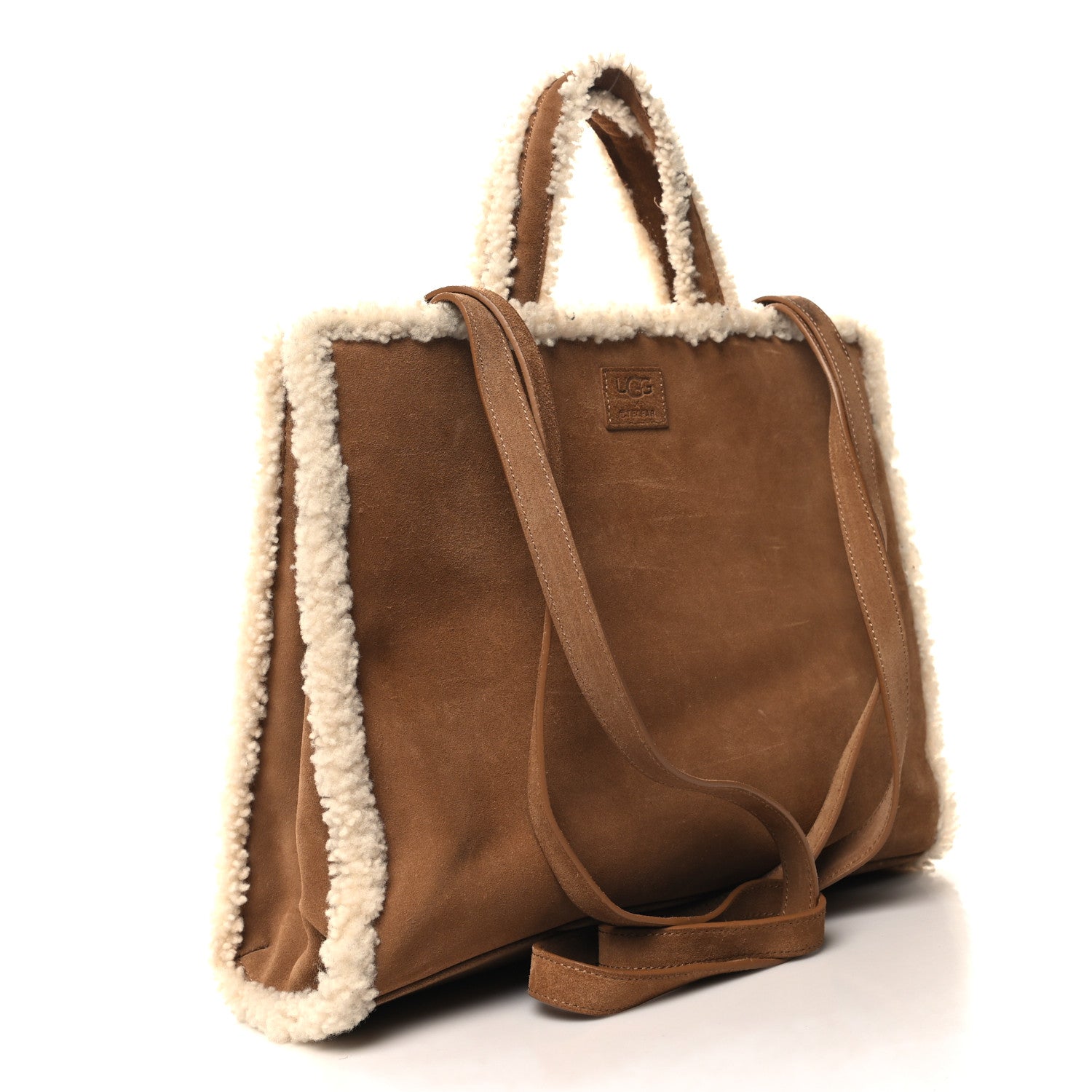 Telfar X UGG Suede Shearling Medium Shopping Bag Chestnut 3 of 12