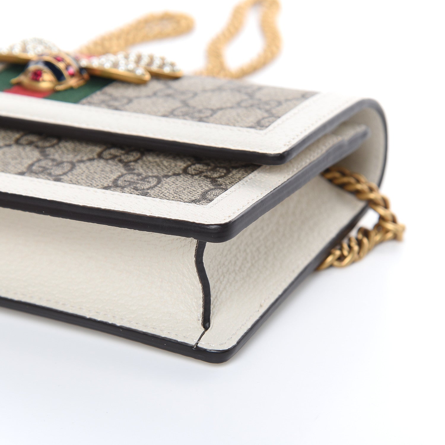 Gucci GG Supreme Monogram Web Queen Margaret Chain Wallet White 8 of 9