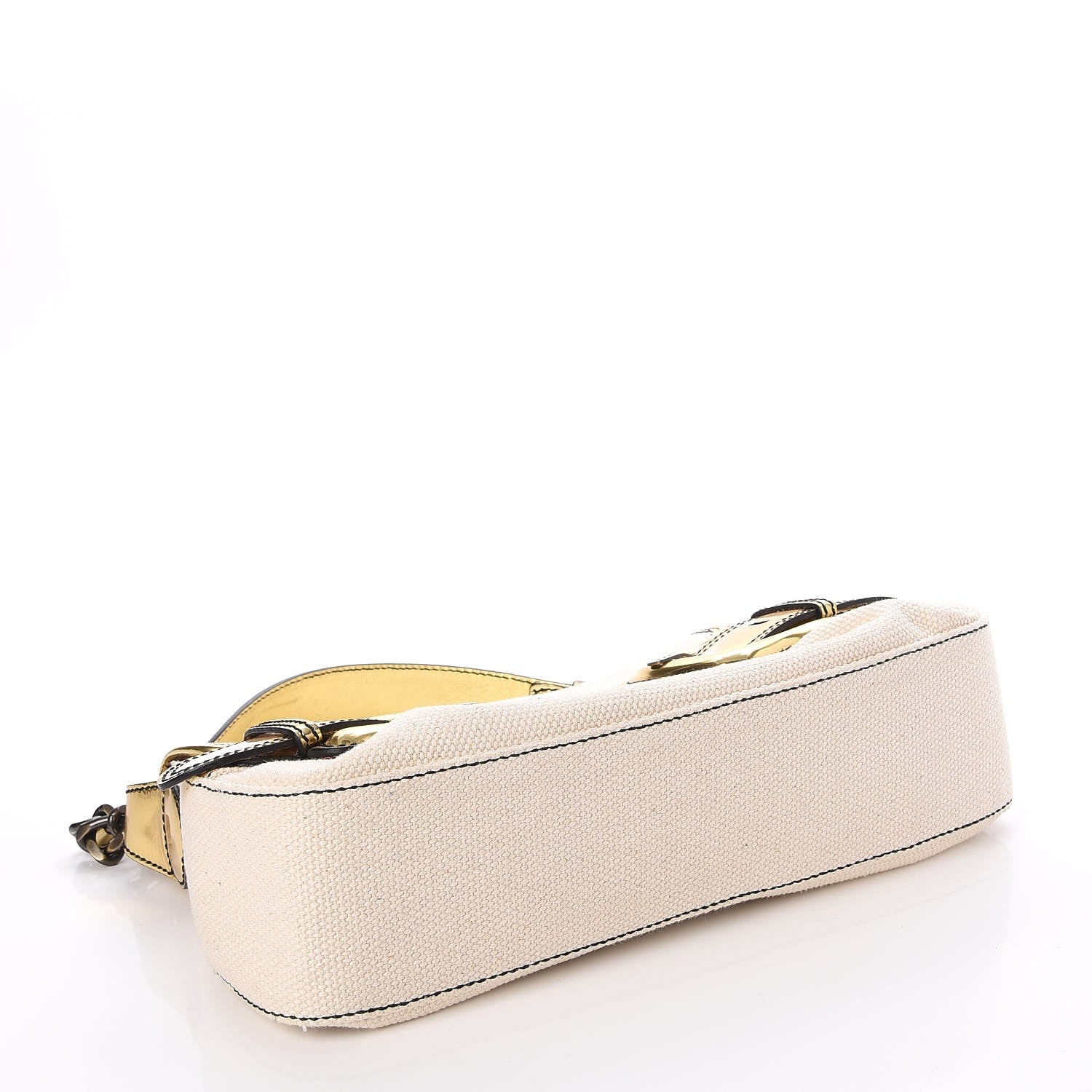 Fendi Metallic Leather Canvas B Bis Flap Bag Ivory 4 of 9