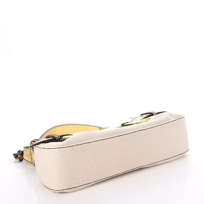 Fendi Metallic Leather Canvas B Bis Flap Bag Ivory 4 of 9