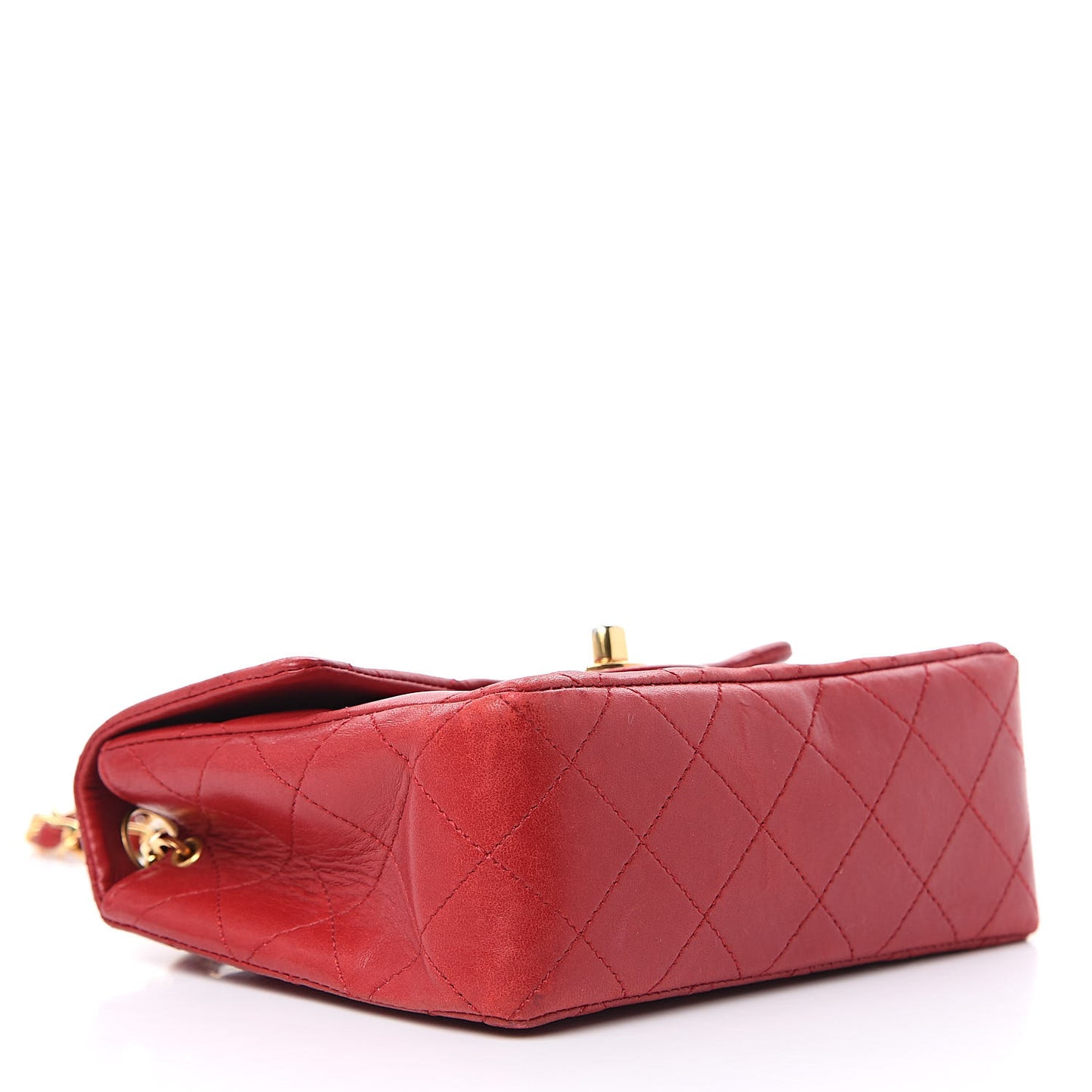 Lambskin Quilted Mini Square Flap Red