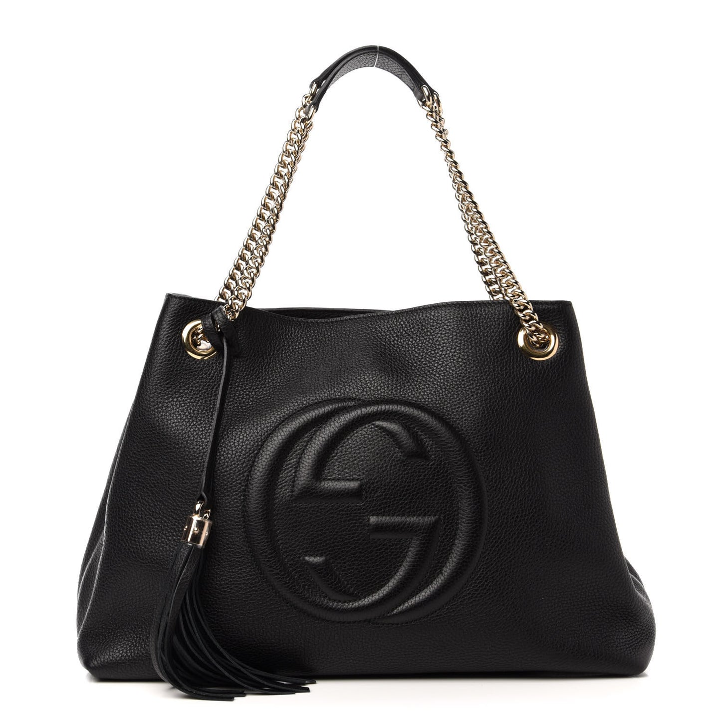 Pebbled Calfskin Medium Soho Chain Shoulder Bag Black