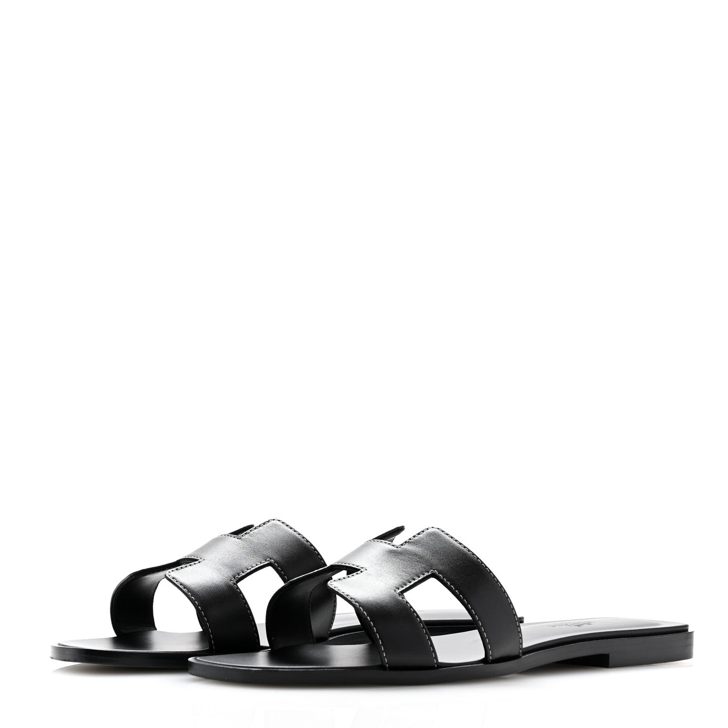 Hermes Box Calfskin Oran Sandals 39 Black 4 of 10