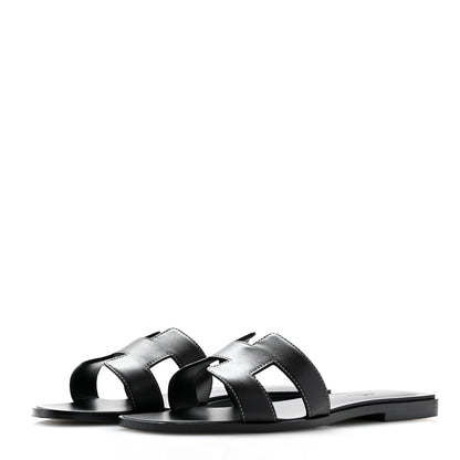 Hermes Box Calfskin Oran Sandals 39 Black 4 of 10