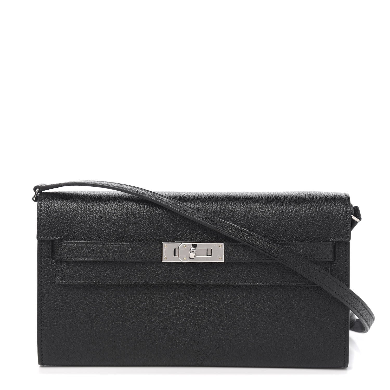 Hermes Chevre Mysore Kelly Wallet To Go Black 1 of 9