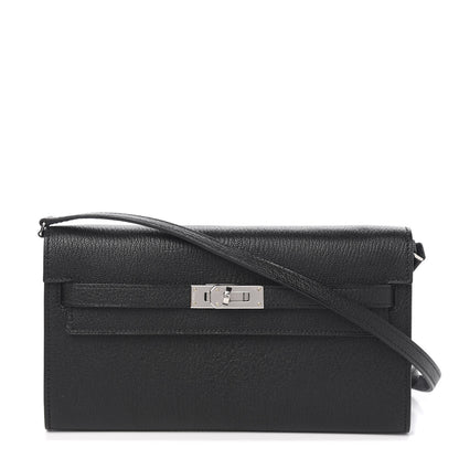 Hermes Chevre Mysore Kelly Wallet To Go Black 1 of 9
