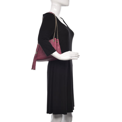 Gucci Pebbled Calfskin Small Soho Chain Shoulder Bag Peonia Flower 2 of 10