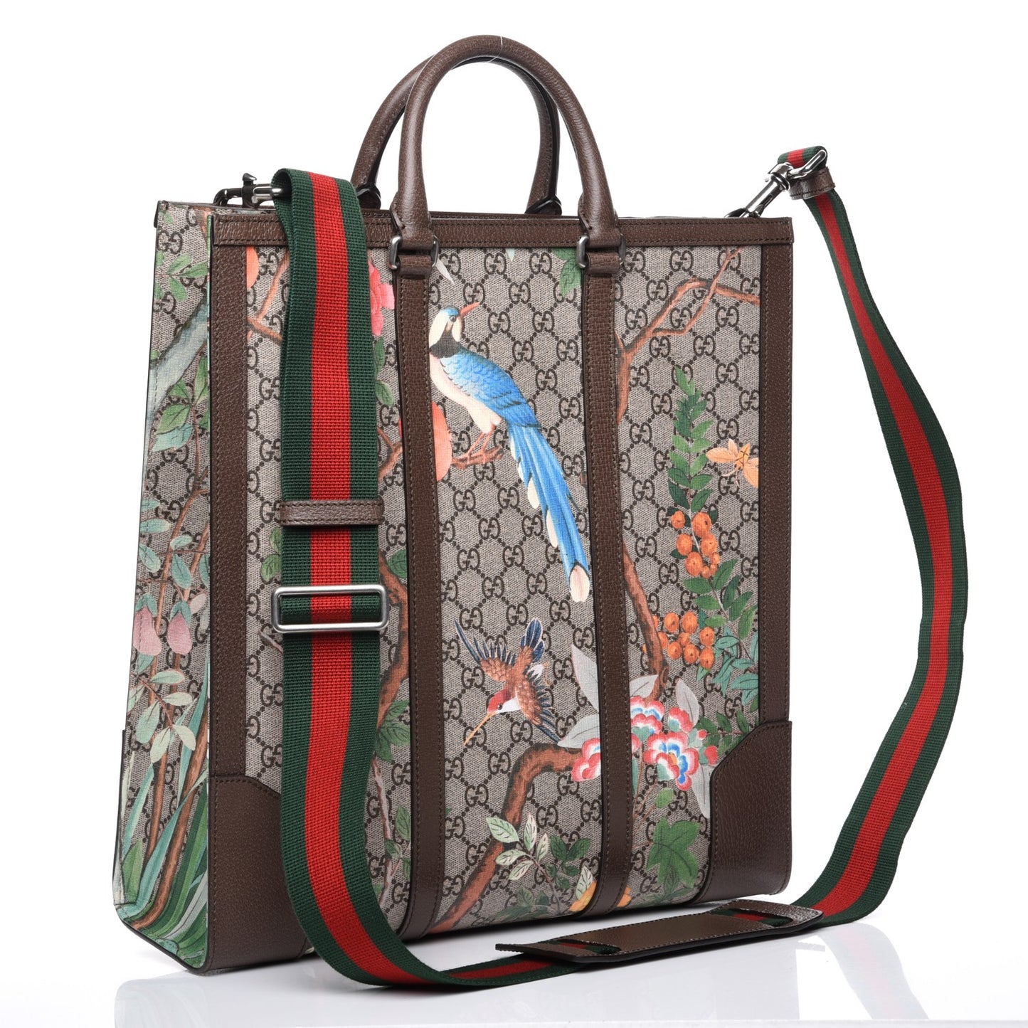 GG Supreme Monogram Tian Web Vertical Tote Beige Multicolor New Acero