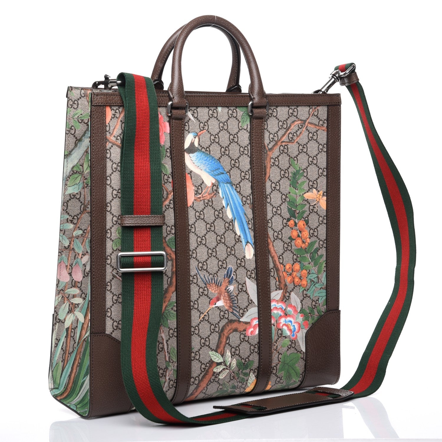 Gucci GG Supreme Monogram Tian Web Vertical Tote Beige Multicolor New Acero 3 of 8
