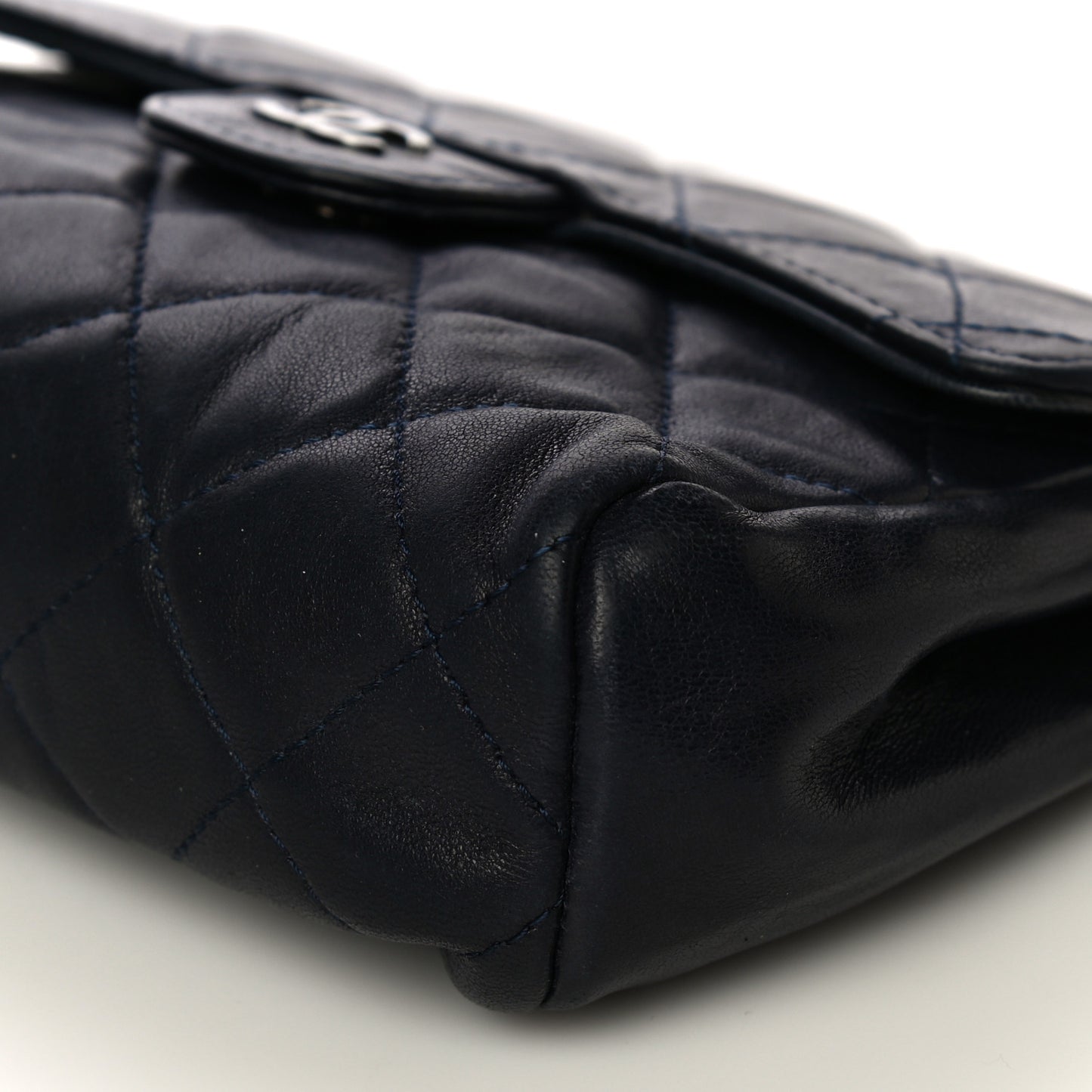 Lambskin Quilted Flap Cosmetic Case Blue