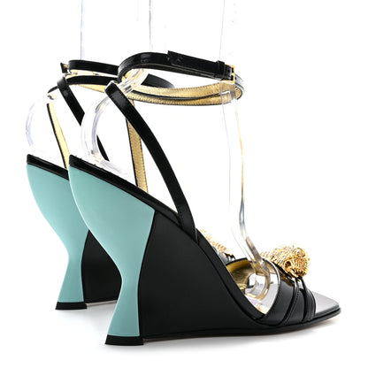 Gucci Regent Calfskin Crystal Snake Head Sandals 37 Black 4 of 8