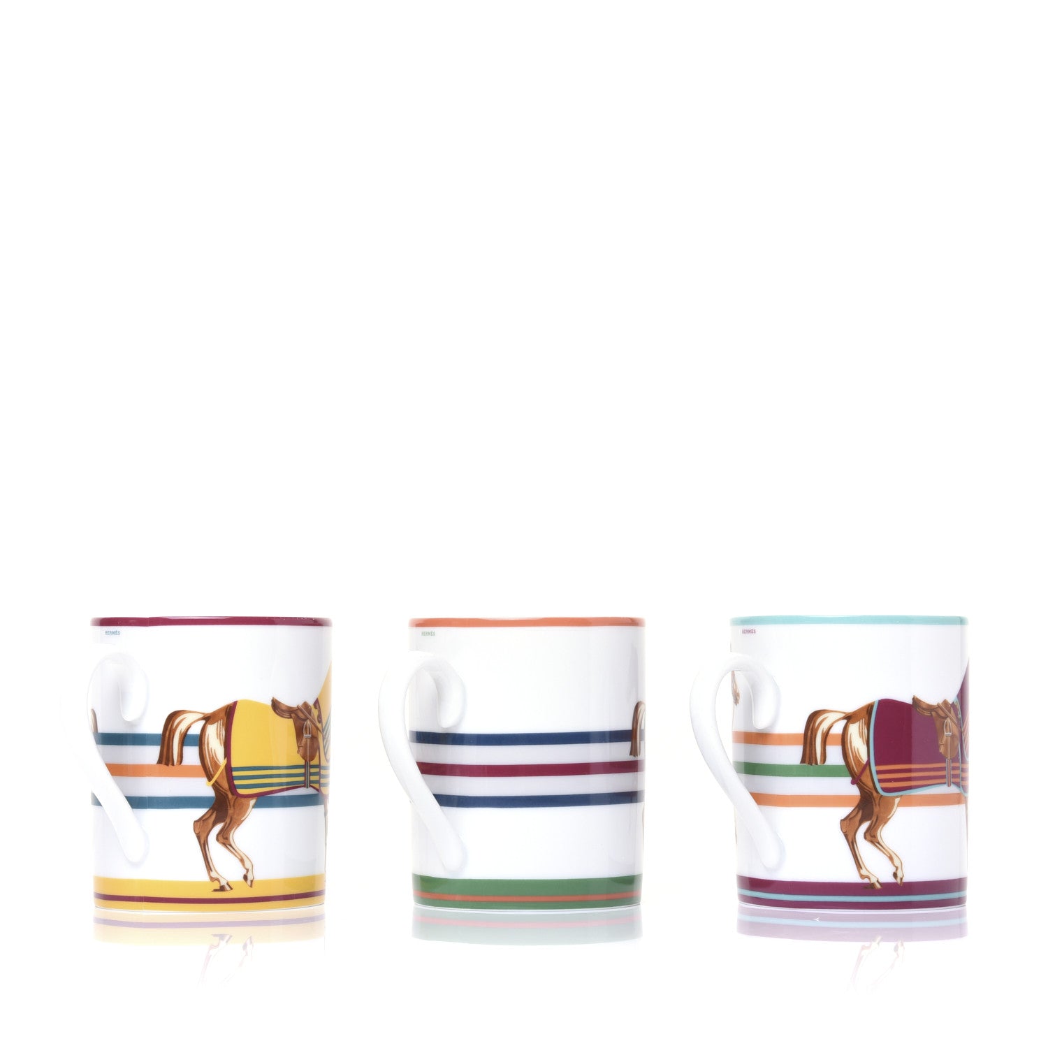 Hermes Porcelain Cheval A La Couverture Mug Set of 3 2 of 14