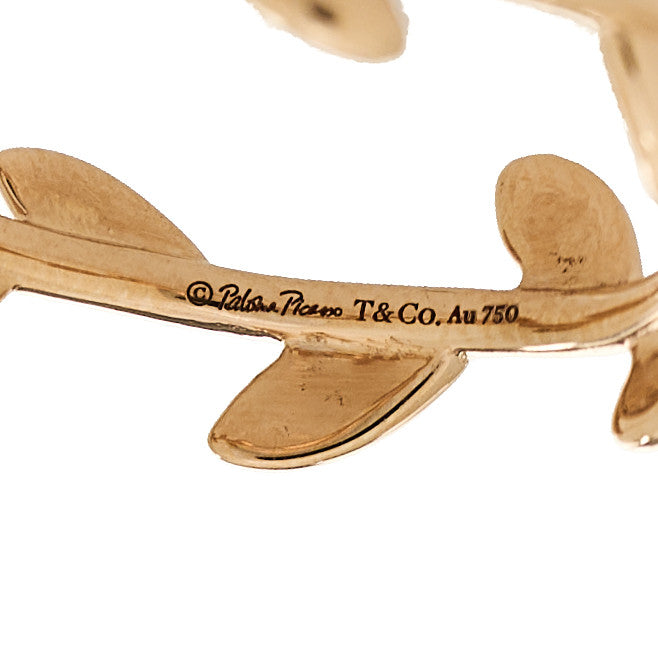 18K Rose Gold Narrow Paloma Picasso Olive Leaf Band Ring 54 7