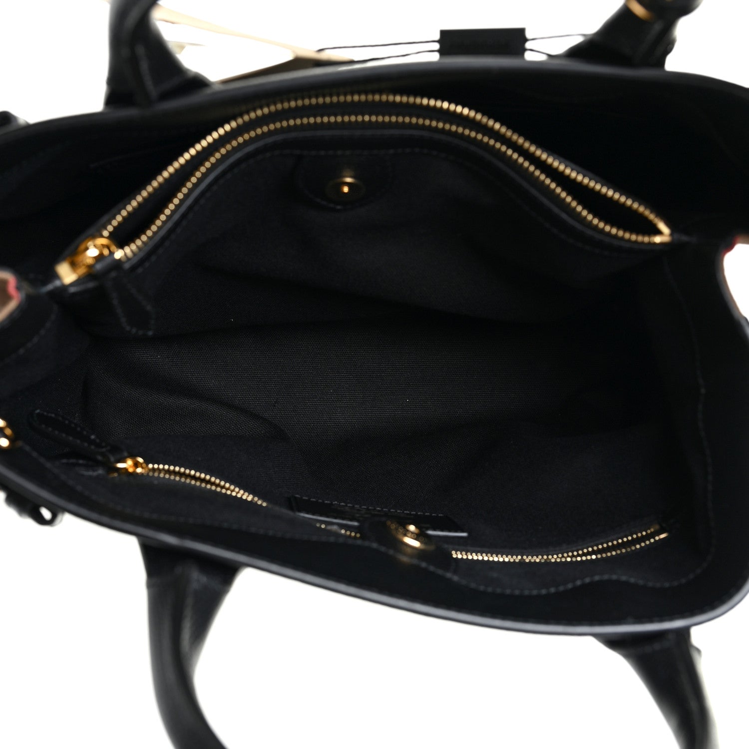 Burberry Grainy Calfskin House Check Medium Banner Tote Black 5 of 11