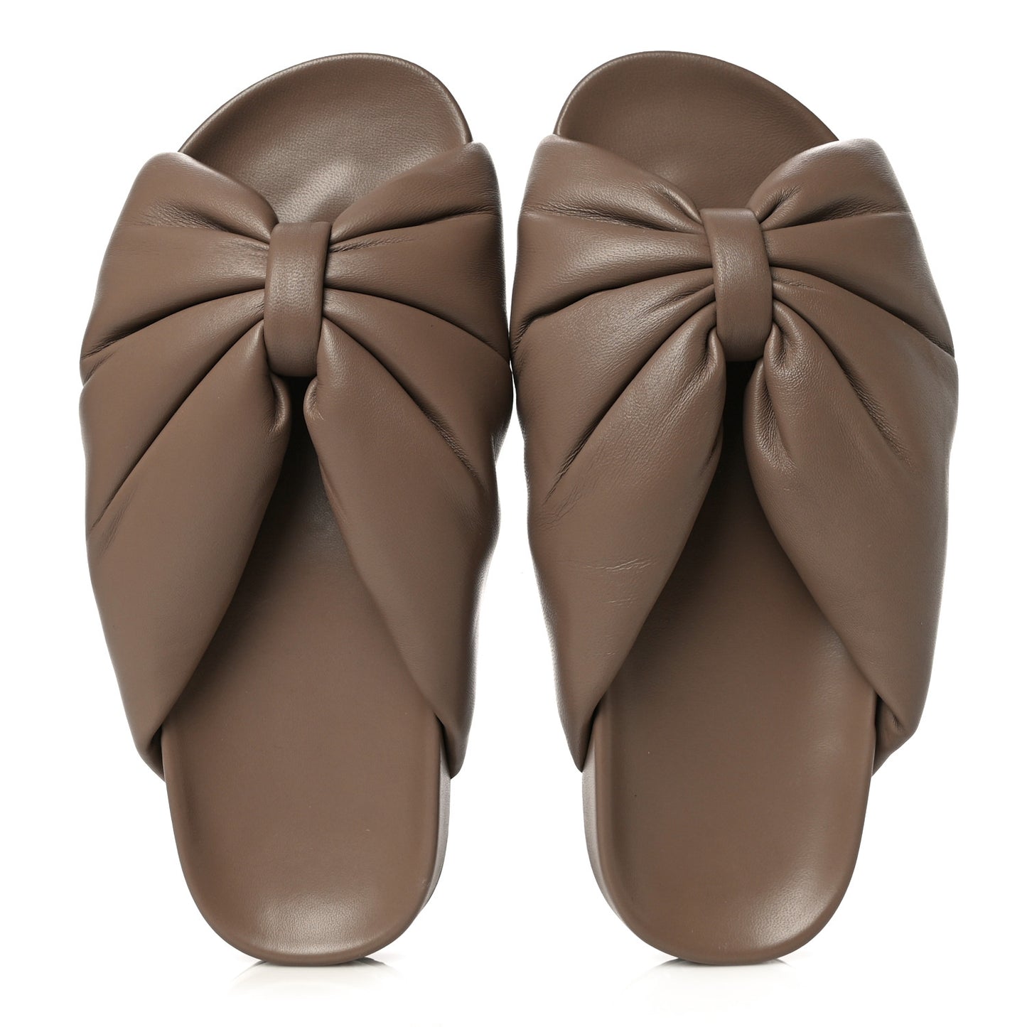 Smooth Nappa Logo Puffy Slide Sandals 37 Mink Grey White
