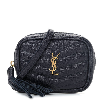 Saint Laurent Grain De Poudre Matelasse Monogram Baby Lou Camera Bag Deep Marine 1 of 4