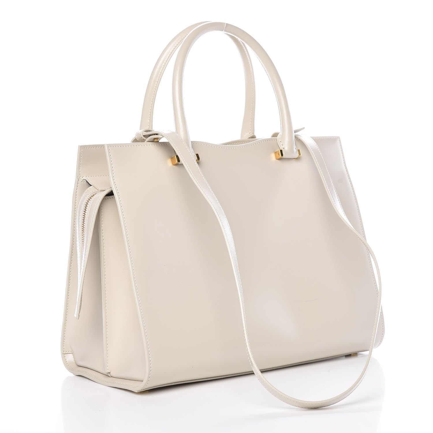 Saint Laurent Shiny Calfskin Medium Uptown Tote White 3 of 13