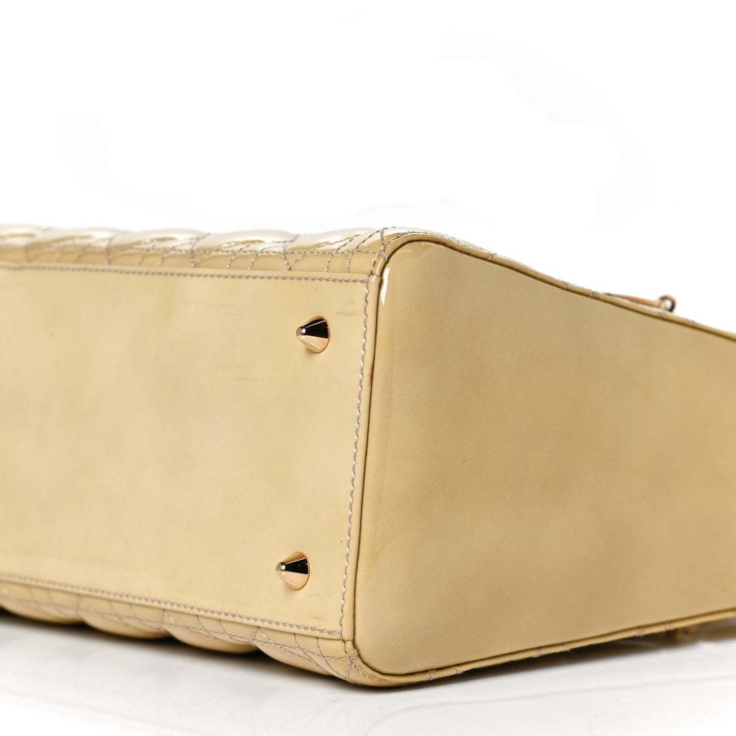 Patent Cannage Stitched Medium Lady Dior White