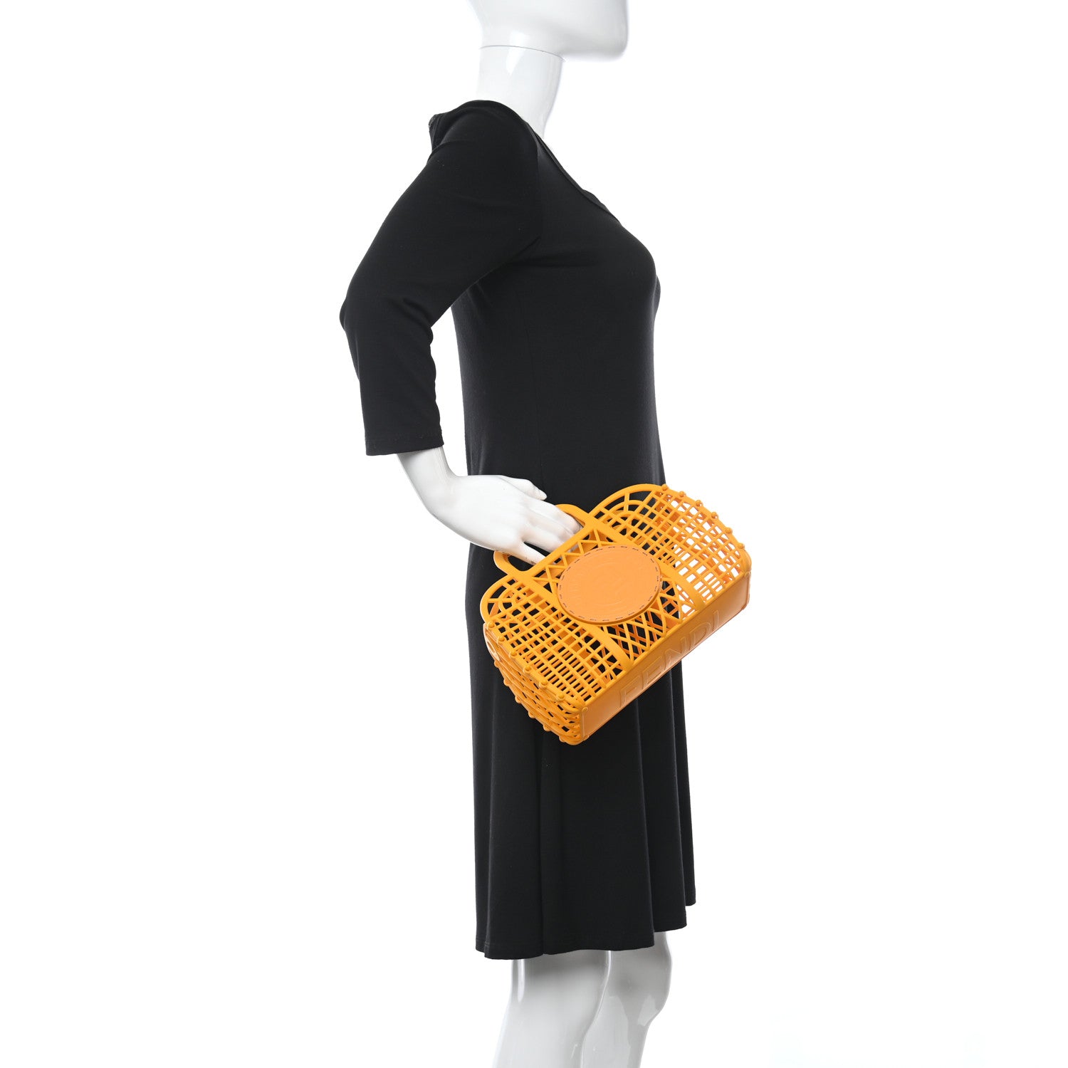 Fendi Recycled Plastic Vitello Liberty Matte Small Fendi Basket Clementine 2 of 10