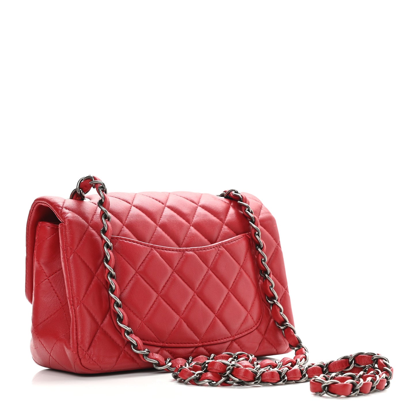 Lambskin Quilted Mini Rectangular Flap Red
