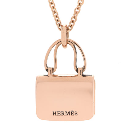 Hermes 18K Rose Gold Pink Sapphire Constance Amulettes Pendant Necklace 5 of 8