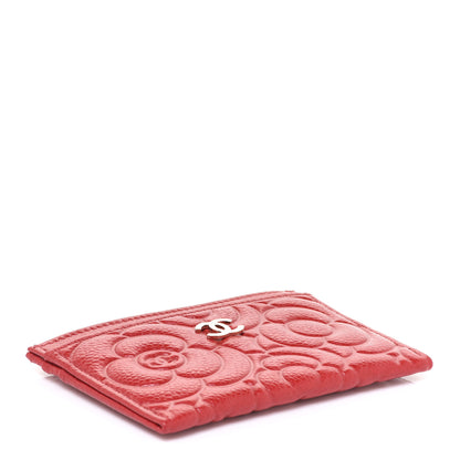 Chanel Caviar Camellia Embossed Card Holder Red 4 of 9