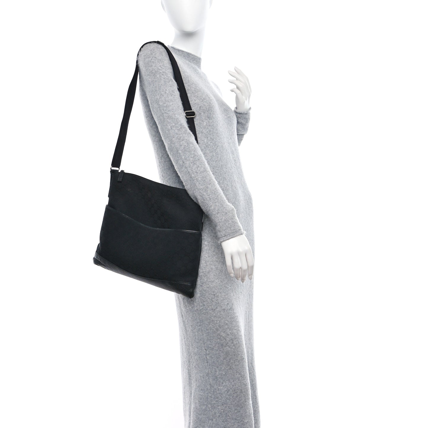 Nylon Monogram Medium Flat Messenger Bag Black