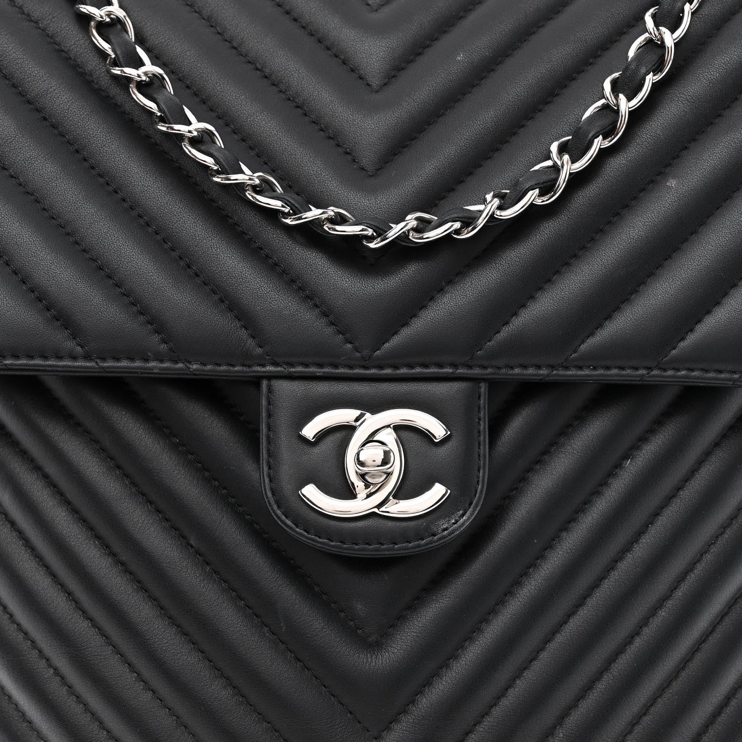 Chanel Calfskin Chevron Quilted Large Urban Spirit Backpack Black 8 of 13