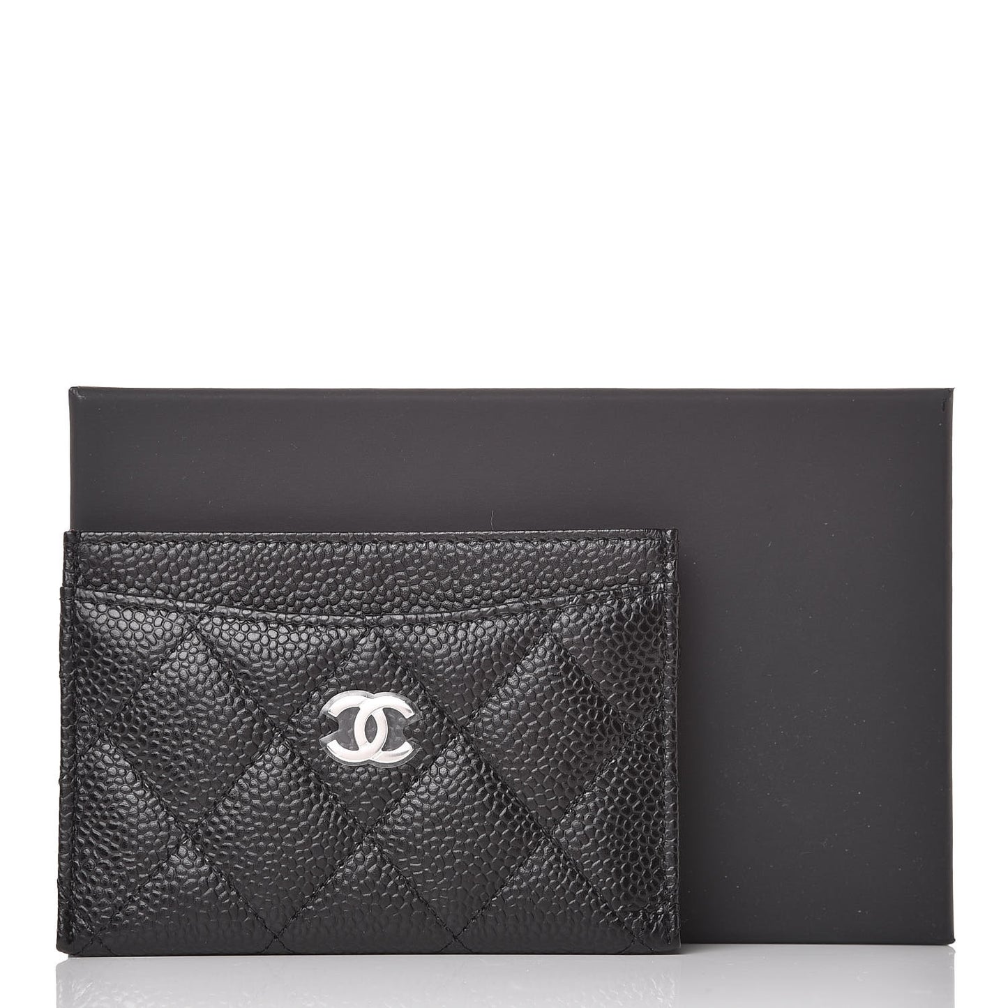 Caviar Quilted Card Holder Black