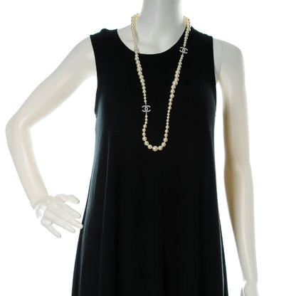 Chanel Graduated Pearl CC Long Necklace Silver 2 of 4