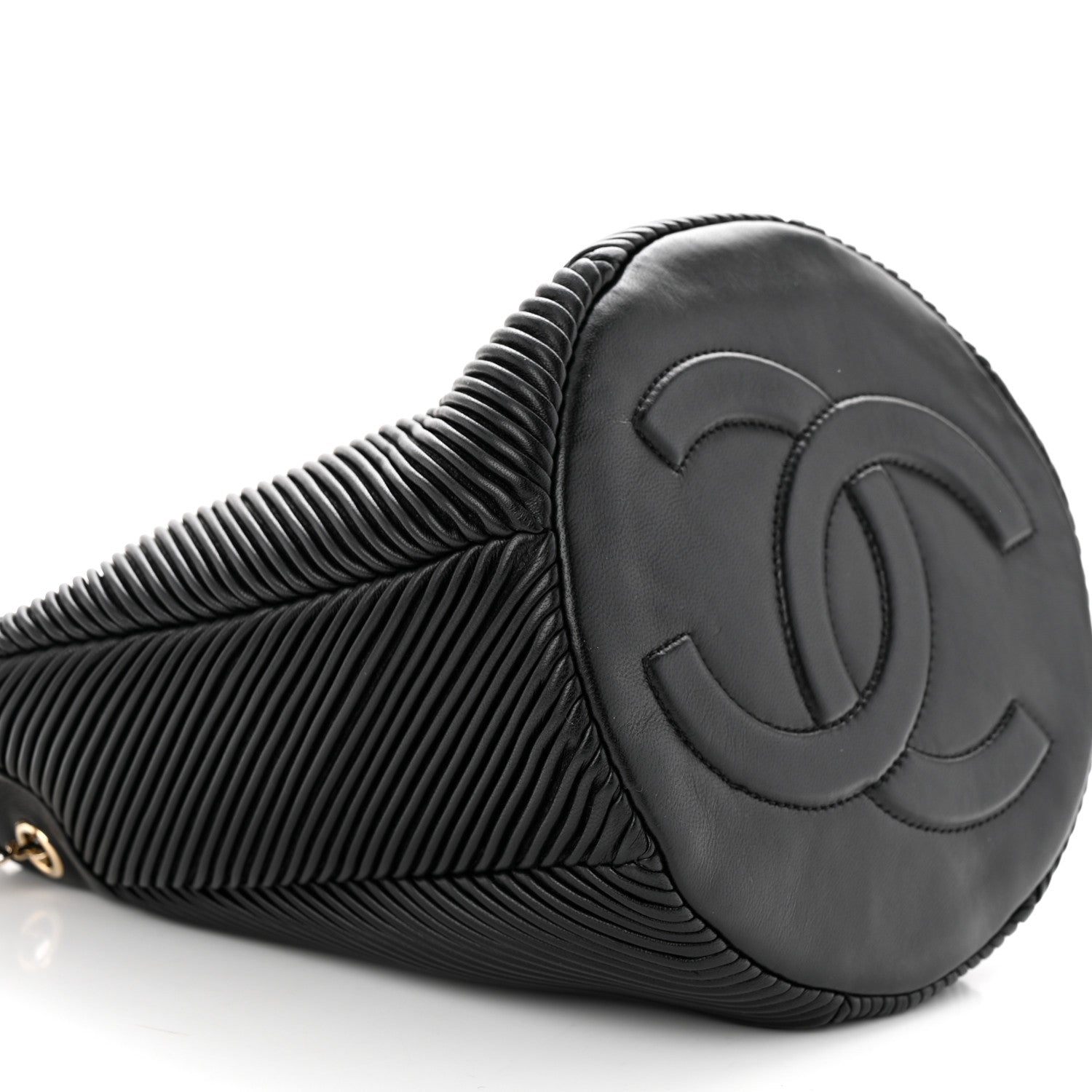 Chanel Lambskin Chevron Drawstring Bag Black 9 of 10