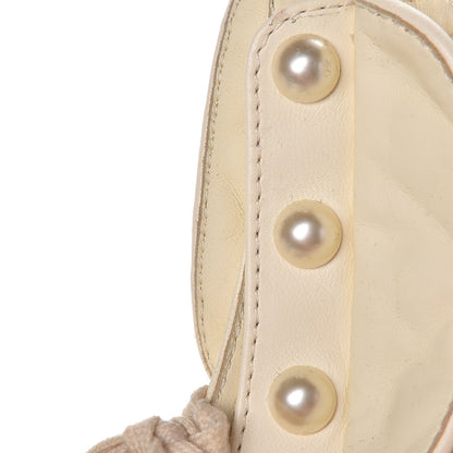Chanel Lambskin Pearl Chain CC Combat Boots 37 Ivory Black 13 of 13