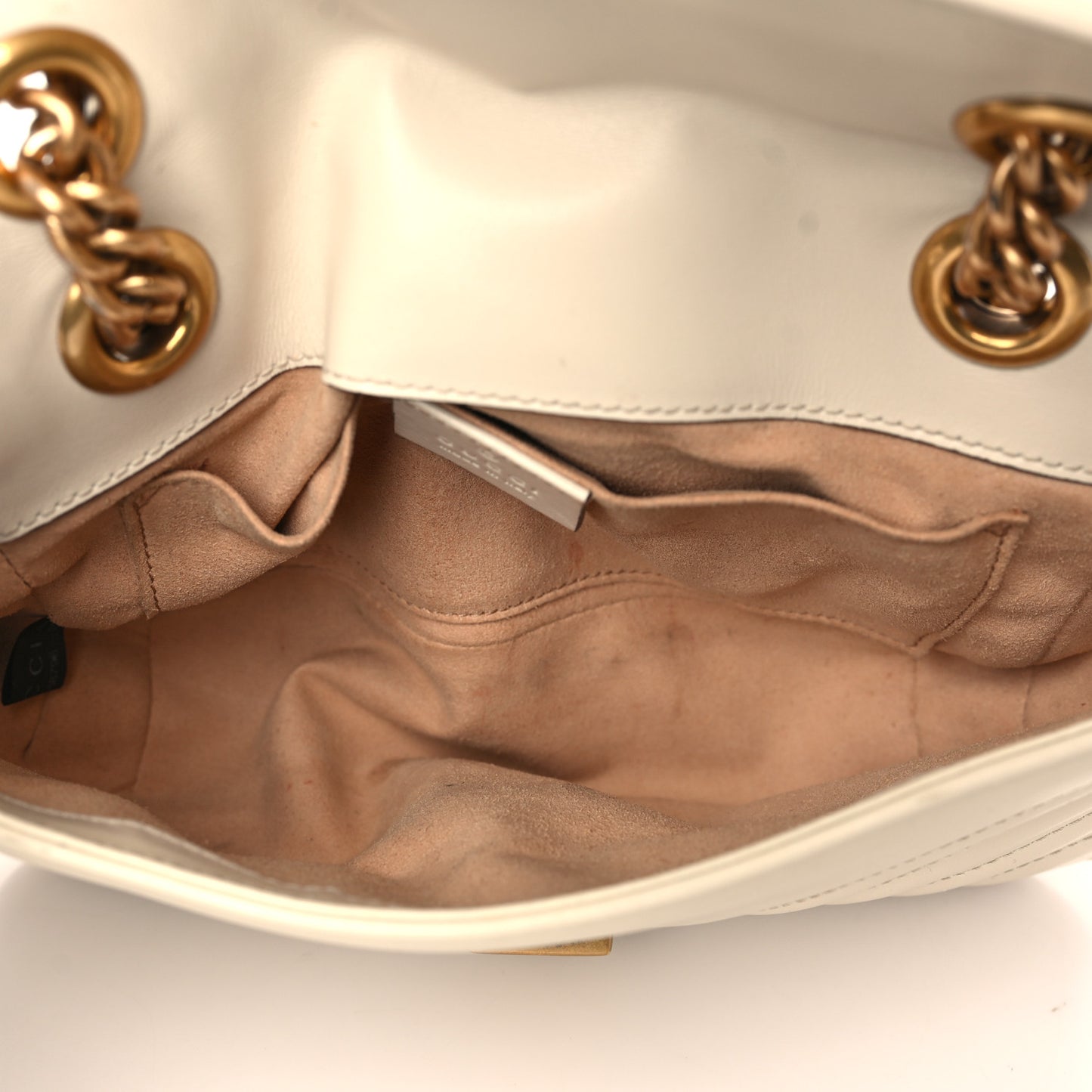 Calfskin Matelasse Mini GG Marmont Shoulder Bag White