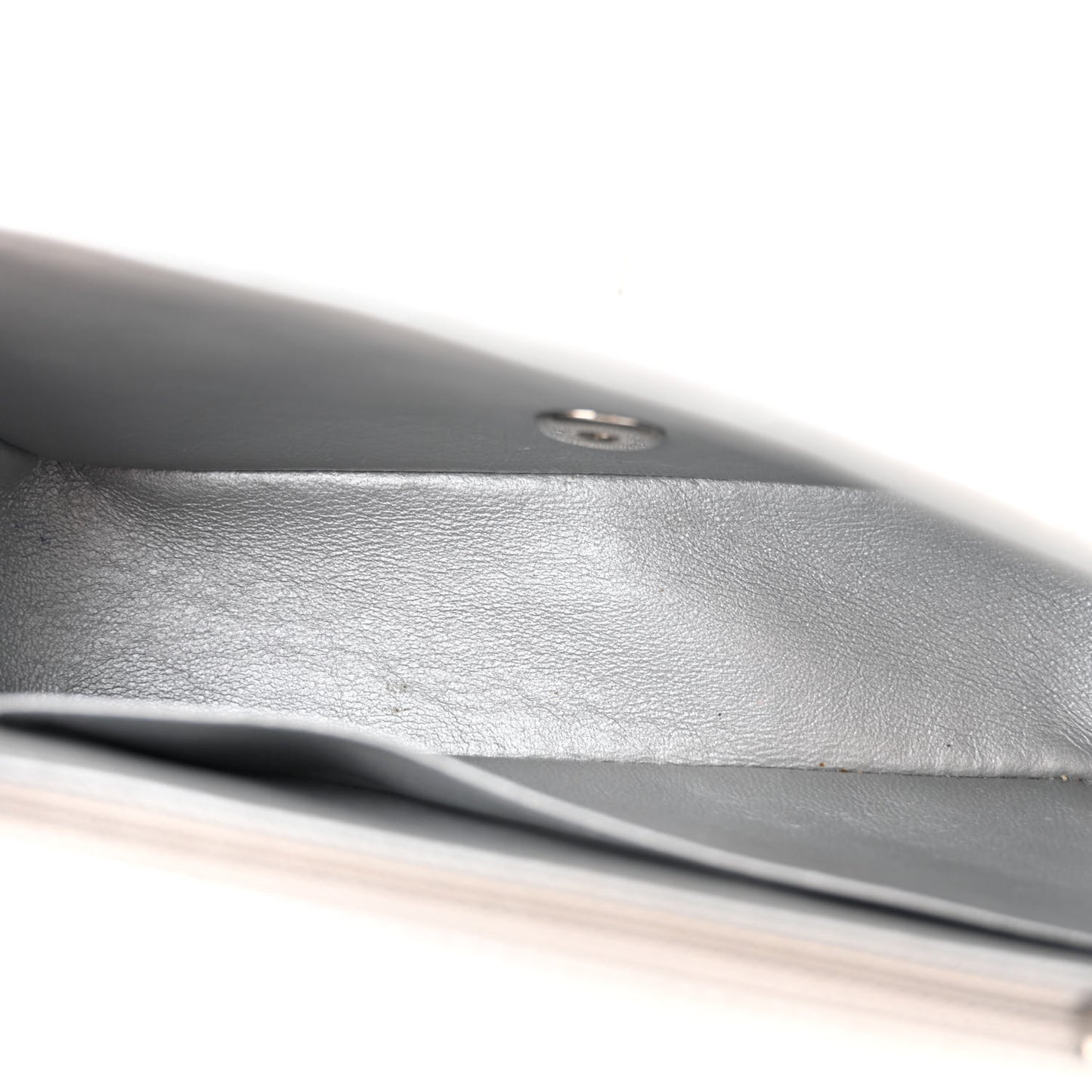 Metallic Lambskin Quilted Mini Rectangular Flap Silver