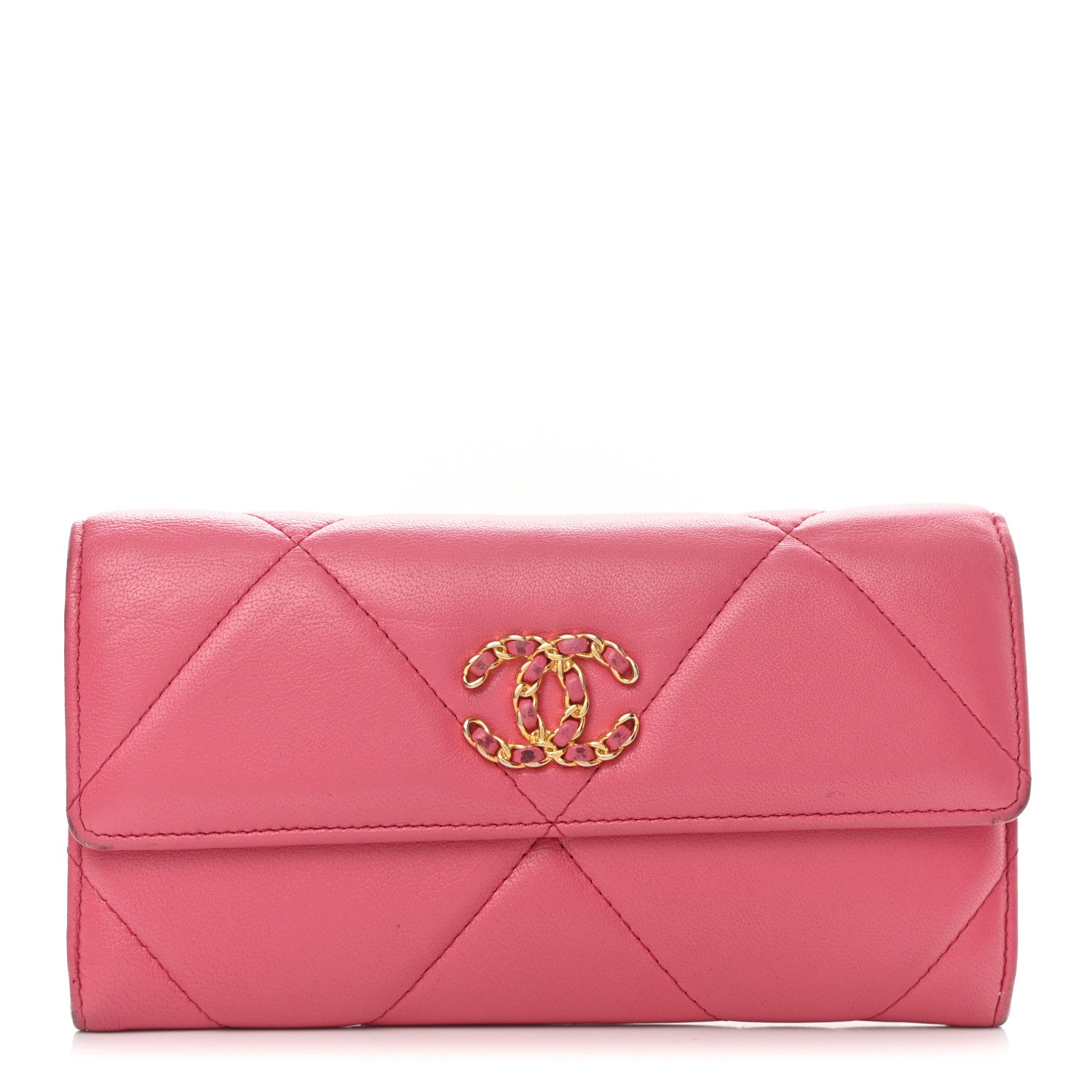 Chanel Lambskin Quilted Chanel 19 Flap Wallet Pink 1 of 9