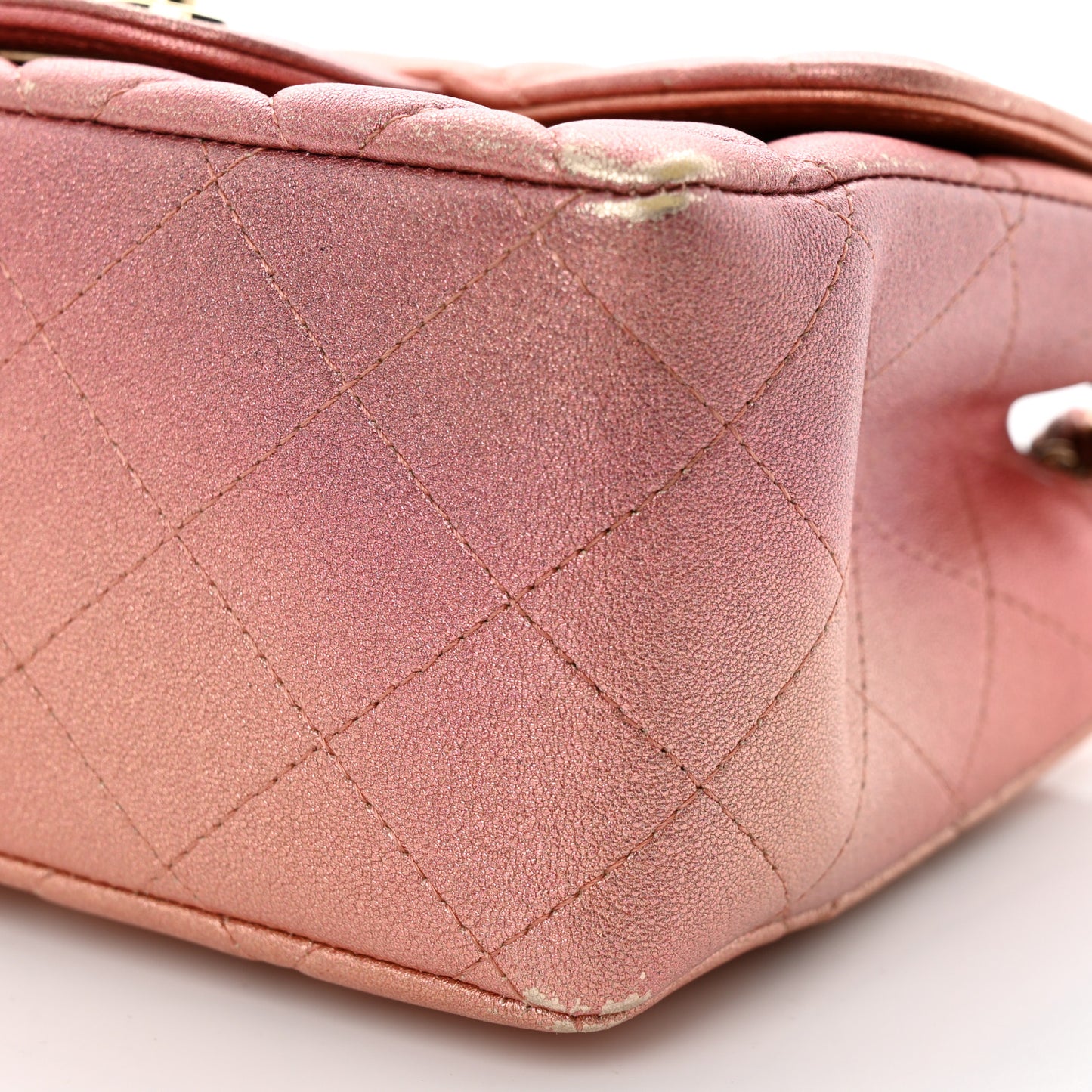 Metallic Lambskin Quilted Ombre Mini Square Flap Pink