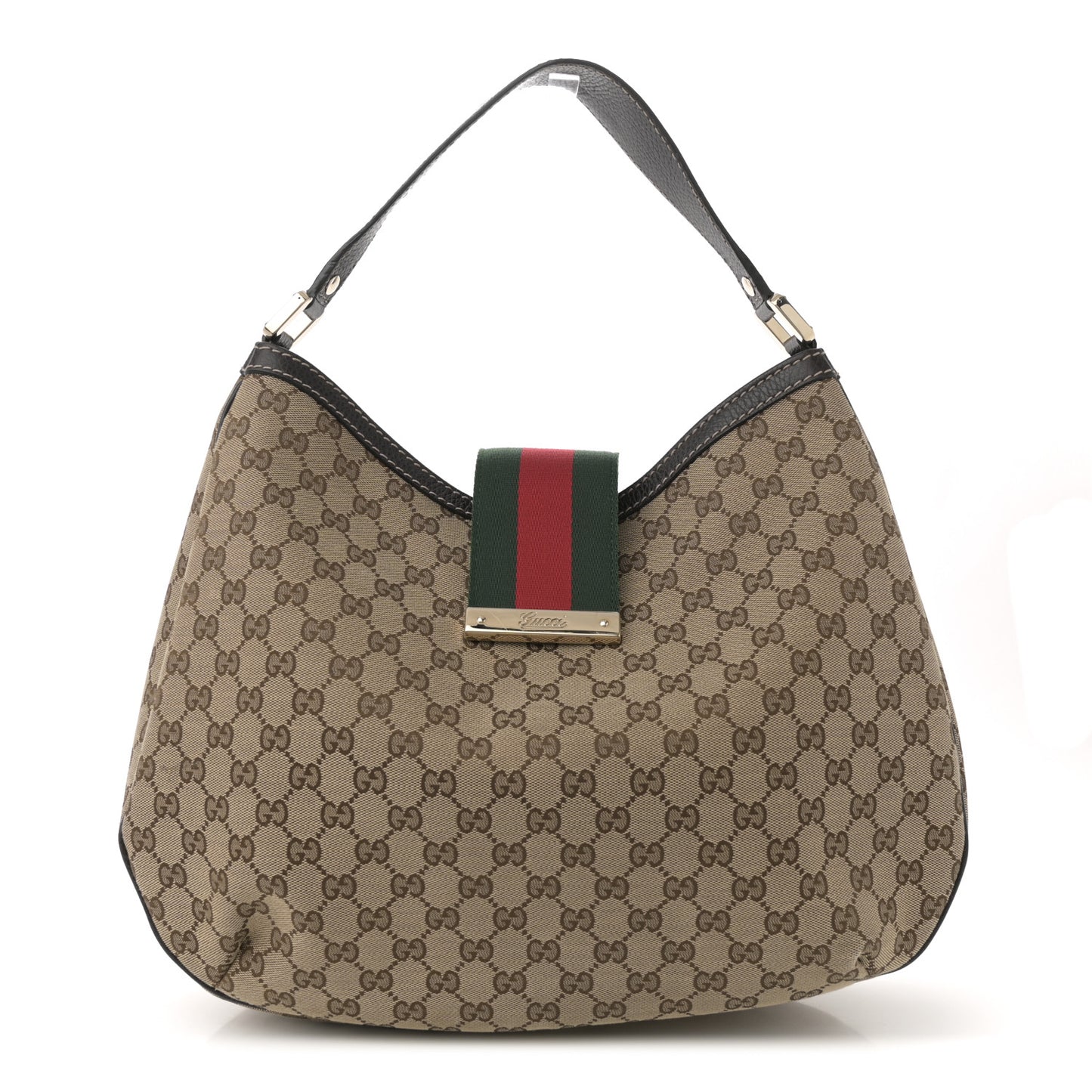 Monogram Large New Ladies Web Hobo Dark Brown