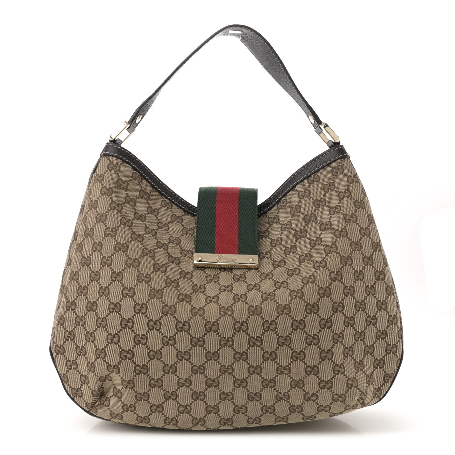 Gucci Monogram Large New Ladies Web Hobo Dark Brown 1 of 21