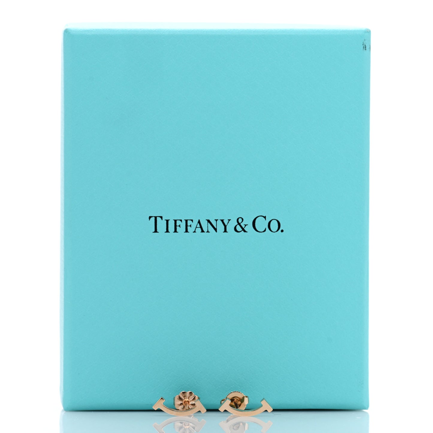 18K Rose Gold T Smile Stud Earrings