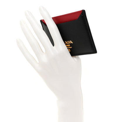 Prada Daino Colour Card Holder Black Rosso 2 of 7