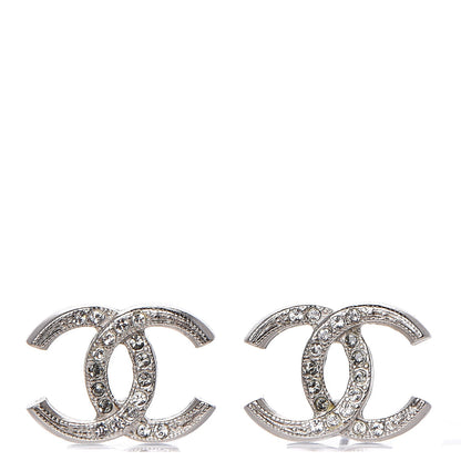 Chanel Crystal CC Moon Earrings Silver 1 of 5