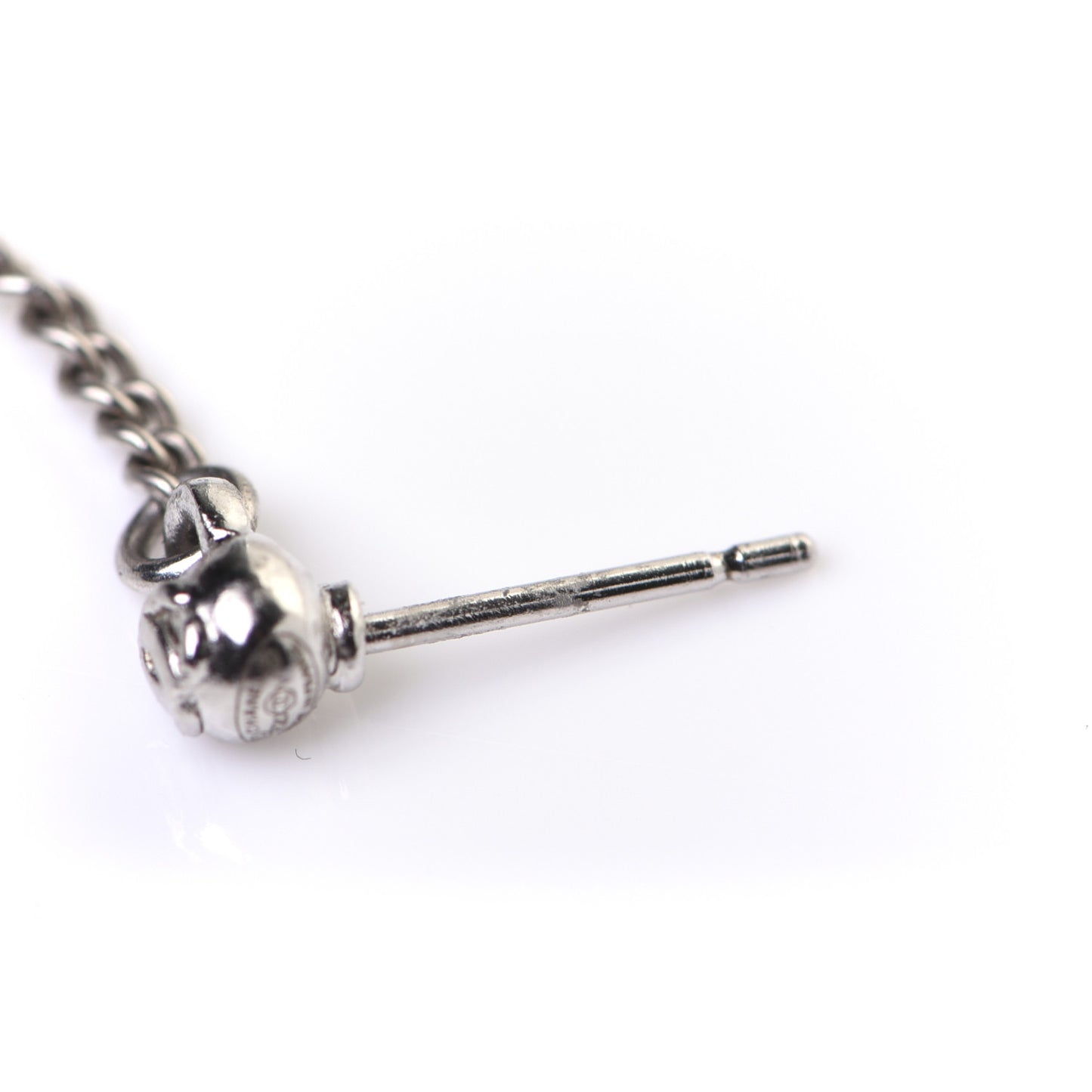 Baguette Crystal CC Drop Earrings Silver