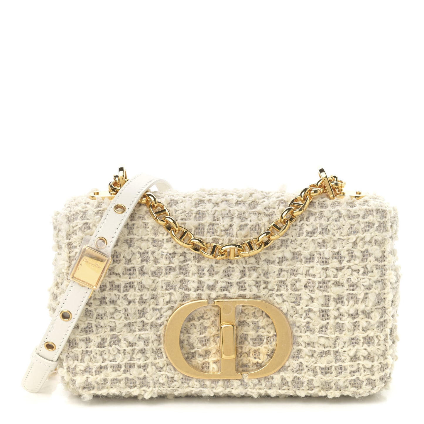 Tweed Cannage Small Caro Bag White