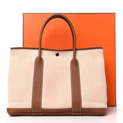 Hermes Twill H Negonda Garden Party 36 MM Tote Ecru Desert Gold 11 of 11