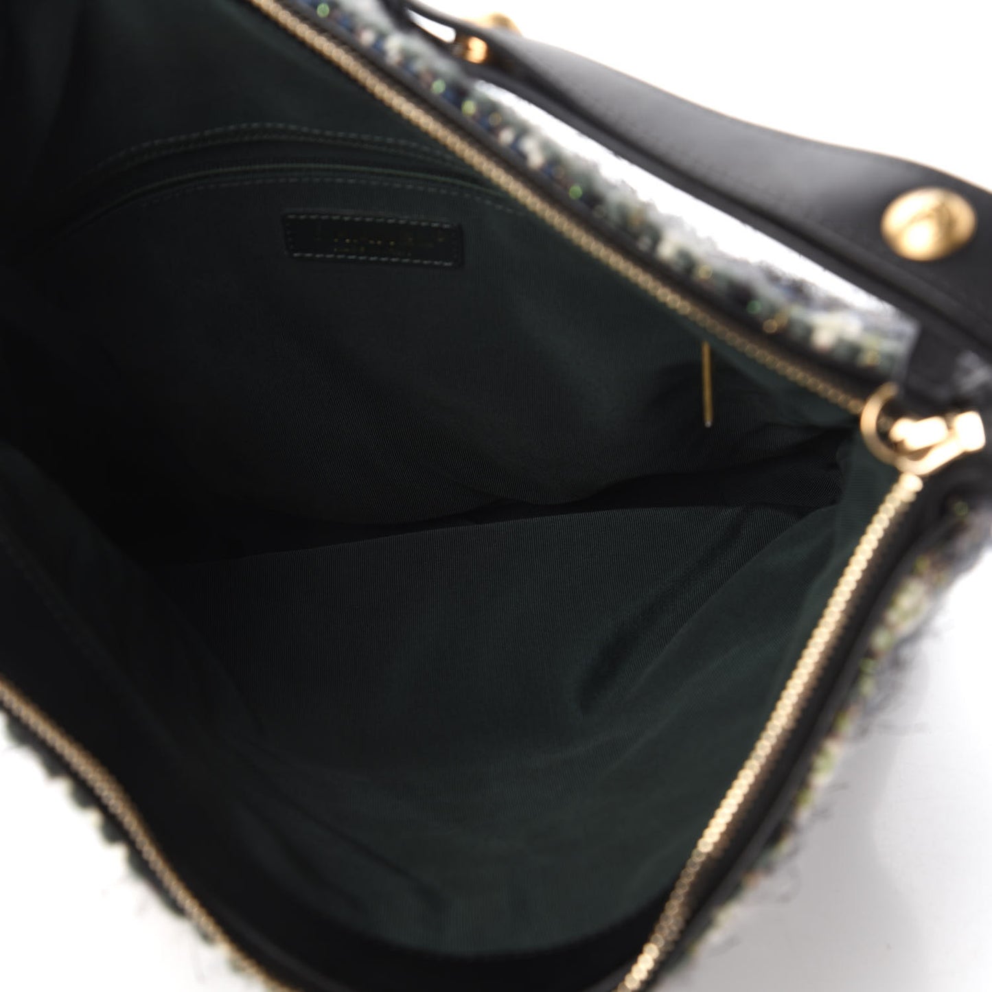 Tweed Aged Calfskin Quilted Casual Style Hobo Black