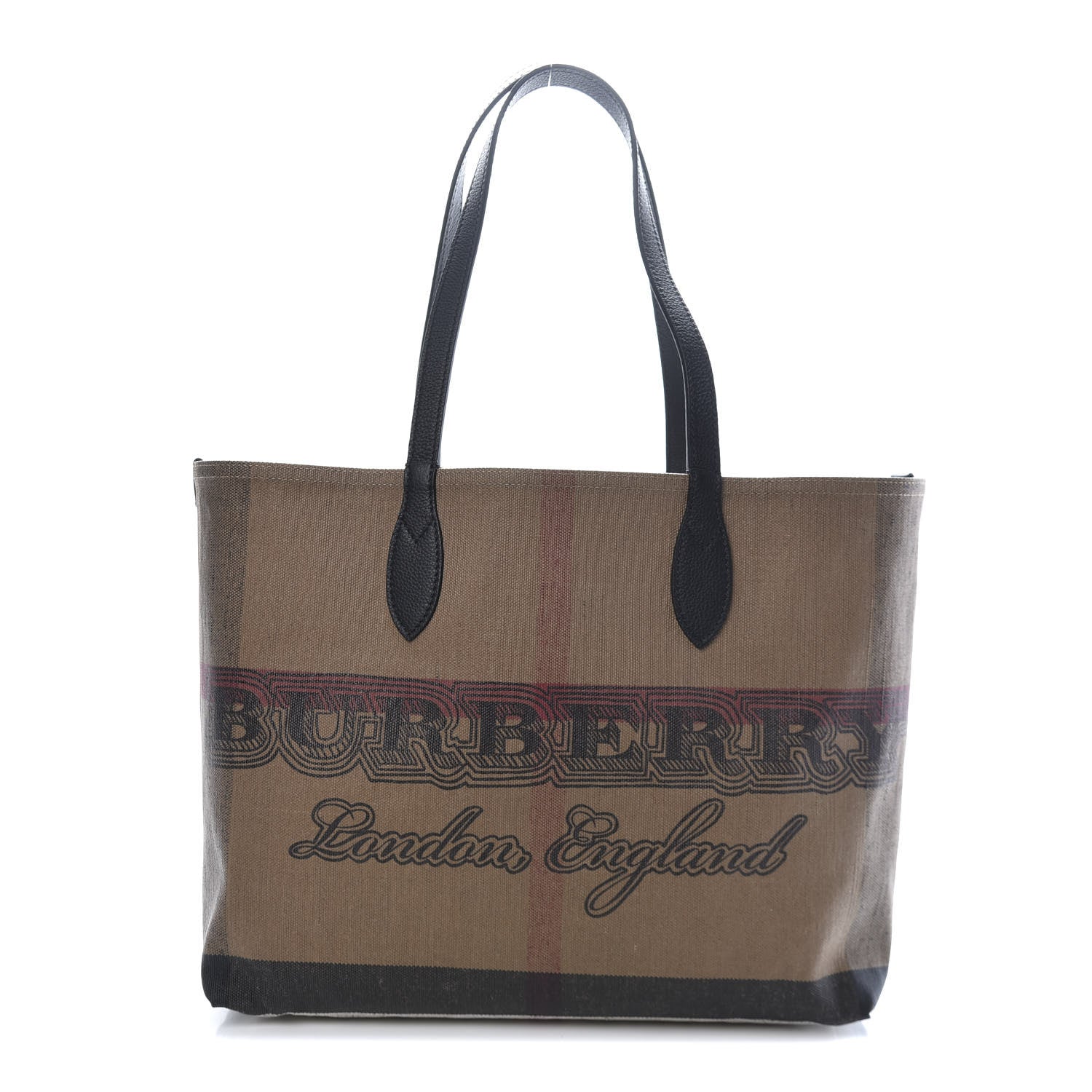 Burberry Coated Canvas Mega Check Medium Doodle Tote Black 1 of 8