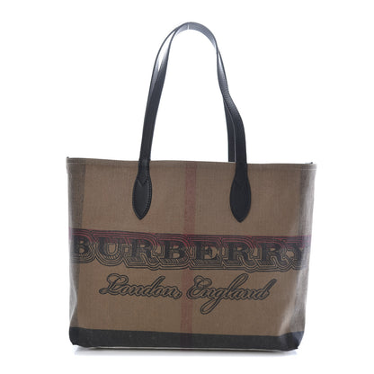 Burberry Coated Canvas Mega Check Medium Doodle Tote Black 1 of 8